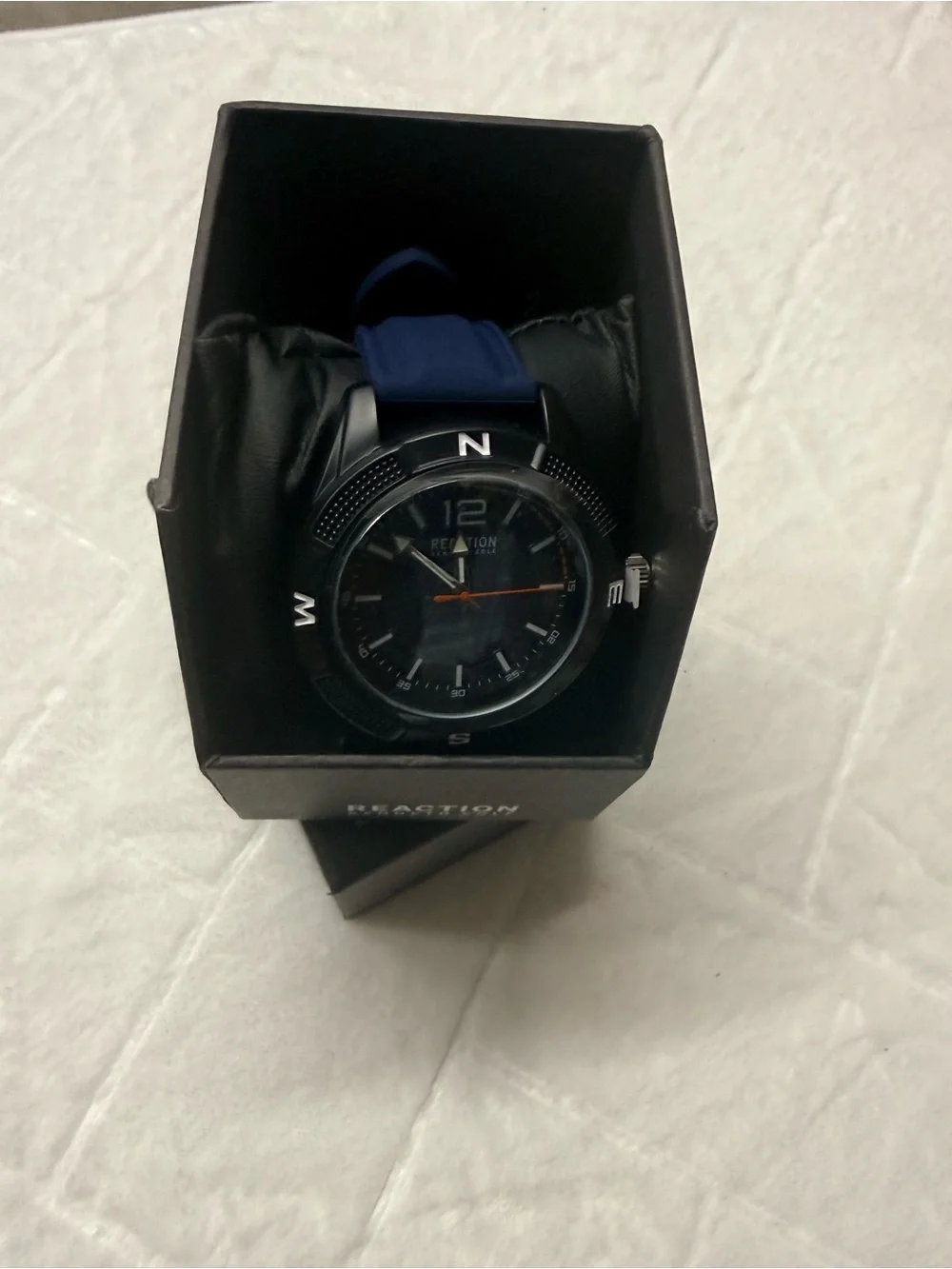 Kenneth Cole Black Dial Watch with Orange Accent